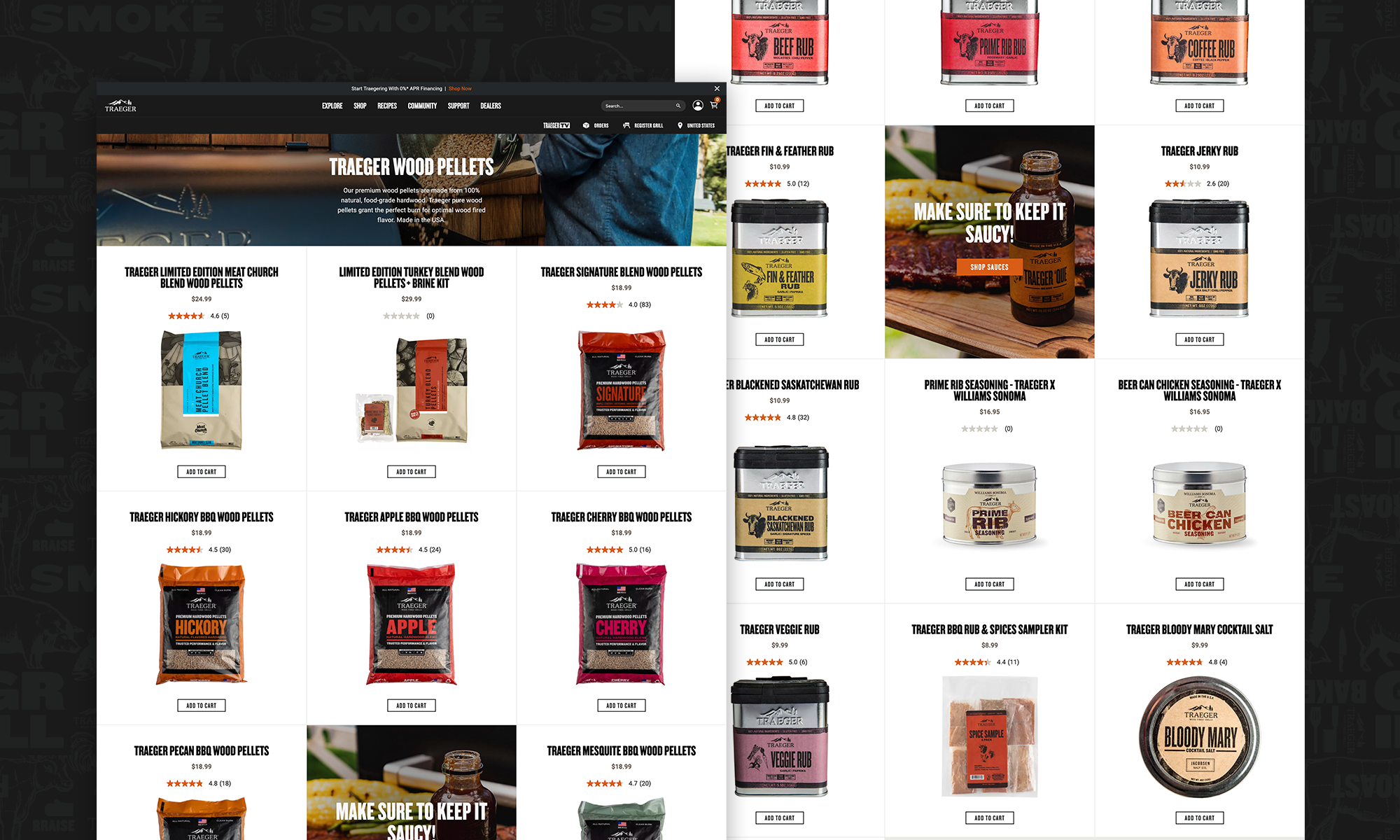 Traeger Product Listing Page Design