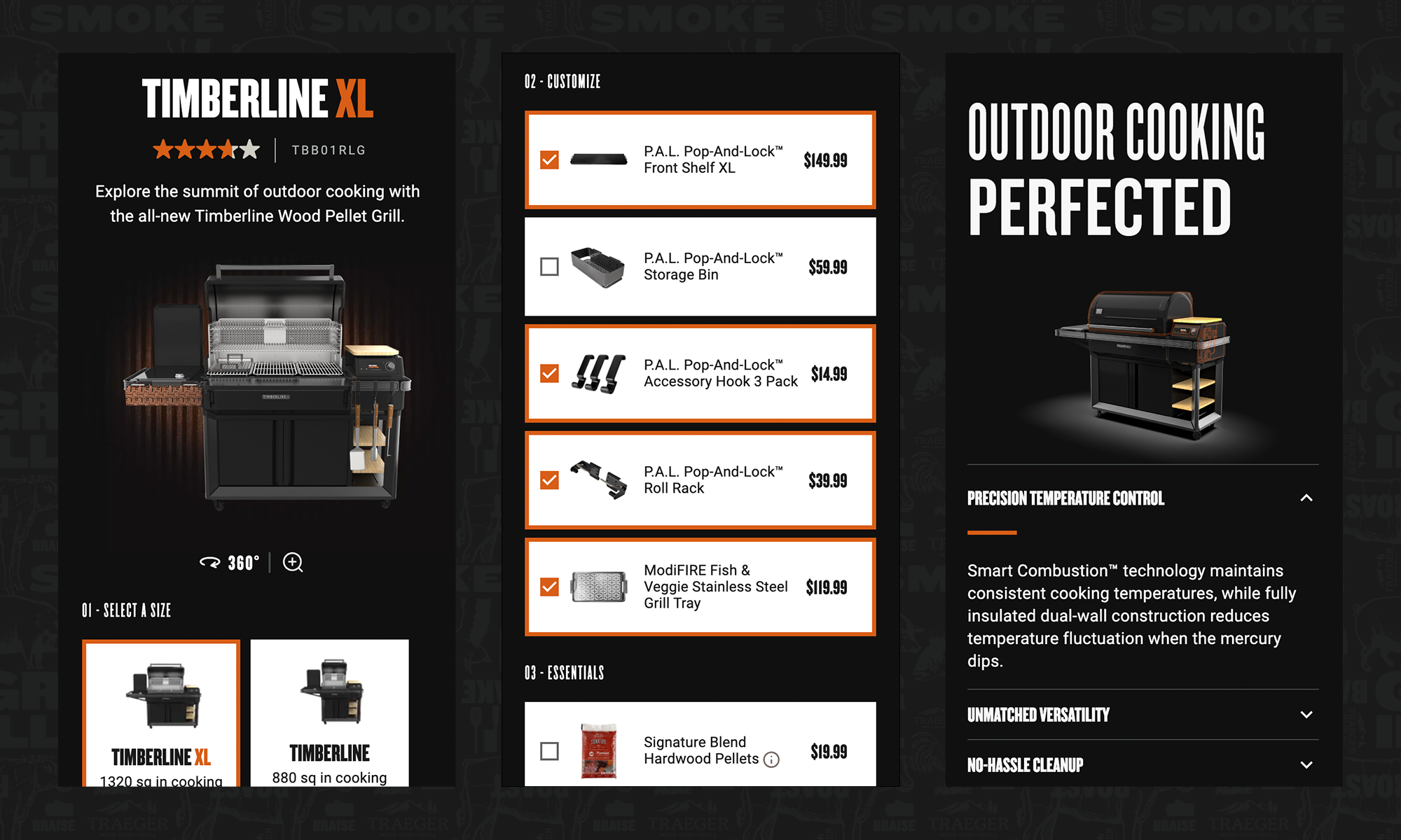 Traeger Timberline XL product detail page mobile design
