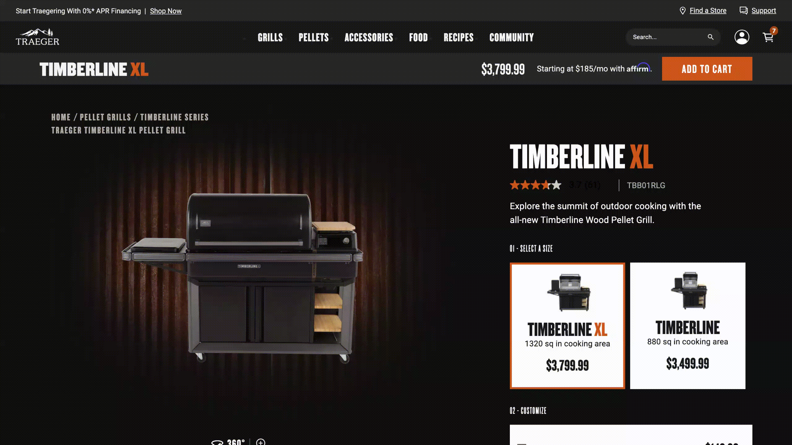 Timberline XL customizer experience